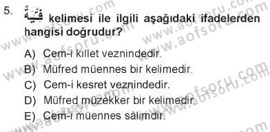 Arapça 1 Dersi 2012 - 2013 Yılı Tek Ders Sınav Soruları 5. Soru