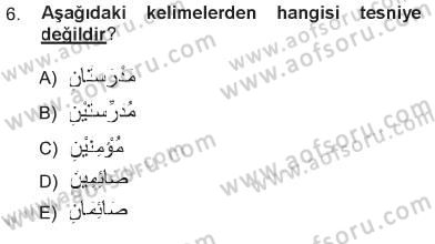 Arapça 1 Dersi 2012 - 2013 Yılı Tek Ders Sınav Soruları 6. Soru
