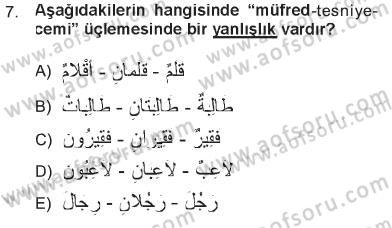 Arapça 1 Dersi 2012 - 2013 Yılı Tek Ders Sınav Soruları 7. Soru