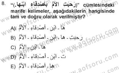 Arapça 1 Dersi 2012 - 2013 Yılı Tek Ders Sınav Soruları 8. Soru