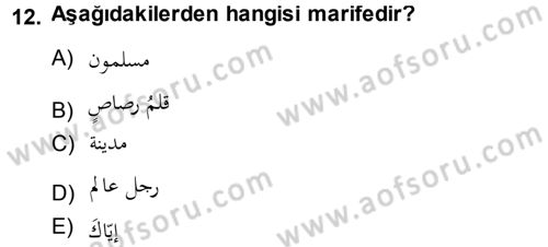 Arapça 1 Dersi Ara Sınavı Deneme Sınav Soruları 12. Soru