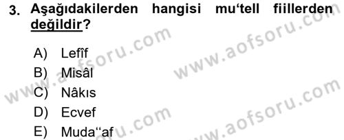 Arapça 1 Dersi 2017 - 2018 Yılı 3 Ders Sınav Soruları 3. Soru
