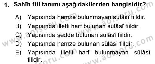 Arapça 1 Dersi 2018 - 2019 Yılı Yaz Okulu Sınav Soruları 1. Soru
