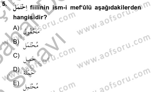 Arapça 2 Dersi 2012 - 2013 Yılı (Vize) Ara Sınav Soruları 5. Soru