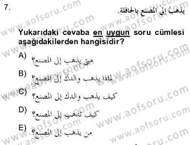 Arapça 2 Dersi 2012 - 2013 Yılı (Final) Dönem Sonu Sınav Soruları 7. Soru