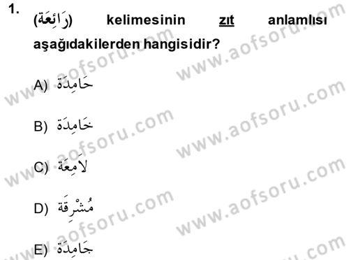 Arapça 2 Dersi 2013 - 2014 Yılı (Vize) Ara Sınav Soruları 1. Soru