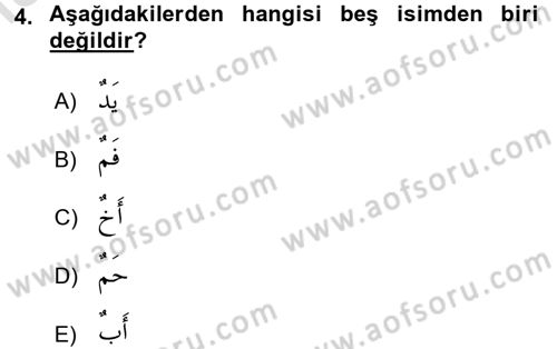Arapça 2 Dersi 2015 - 2016 Yılı (Final) Dönem Sonu Sınav Soruları 4. Soru