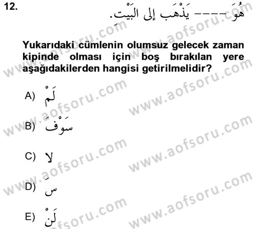 Arapça 2 Dersi 2017 - 2018 Yılı (Vize) Ara Sınav Soruları 12. Soru