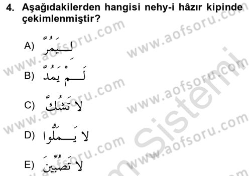 Arapça 2 Dersi 2023 - 2024 Yılı (Vize) Ara Sınav Soruları 4. Soru
