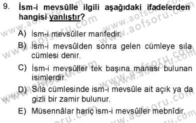 Arapça 3 Dersi 2012 - 2013 Yılı (Vize) Ara Sınav Soruları 9. Soru