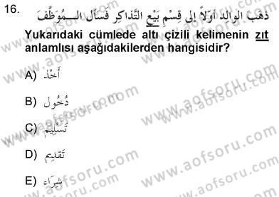 Arapça 3 Dersi 2012 - 2013 Yılı (Final) Dönem Sonu Sınav Soruları 16. Soru