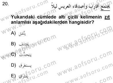 Arapça 3 Dersi 2012 - 2013 Yılı (Final) Dönem Sonu Sınav Soruları 20. Soru