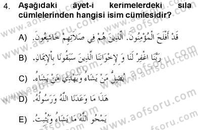Arapça 3 Dersi 2012 - 2013 Yılı (Final) Dönem Sonu Sınav Soruları 4. Soru
