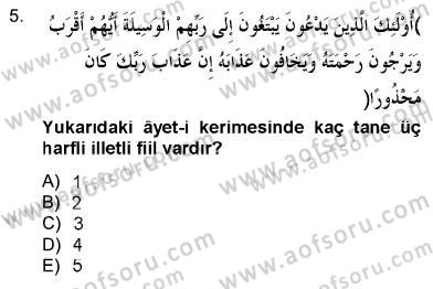 Arapça 3 Dersi 2012 - 2013 Yılı (Final) Dönem Sonu Sınav Soruları 5. Soru