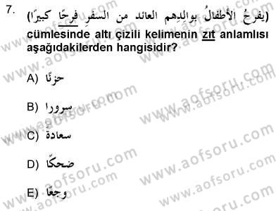 Arapça 3 Dersi 2012 - 2013 Yılı (Final) Dönem Sonu Sınav Soruları 7. Soru