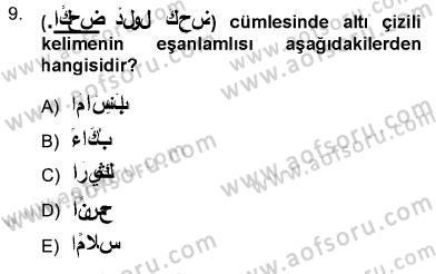 Arapça 3 Dersi 2012 - 2013 Yılı (Final) Dönem Sonu Sınav Soruları 9. Soru