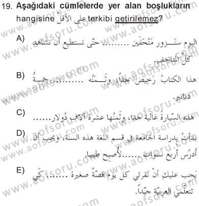 Arapça 3 Dersi 2012 - 2013 Yılı Tek Ders Sınav Soruları 19. Soru