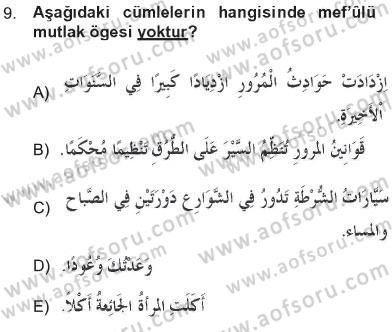 Arapça 3 Dersi 2012 - 2013 Yılı Tek Ders Sınav Soruları 9. Soru
