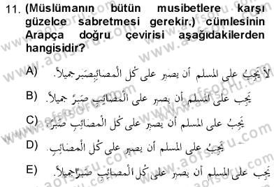Arapça 3 Dersi 2013 - 2014 Yılı (Final) Dönem Sonu Sınav Soruları 11. Soru