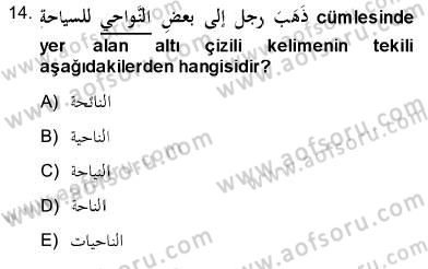 Arapça 3 Dersi 2013 - 2014 Yılı (Final) Dönem Sonu Sınav Soruları 14. Soru