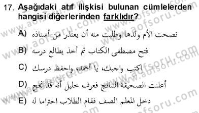 Arapça 3 Dersi 2013 - 2014 Yılı (Final) Dönem Sonu Sınav Soruları 17. Soru