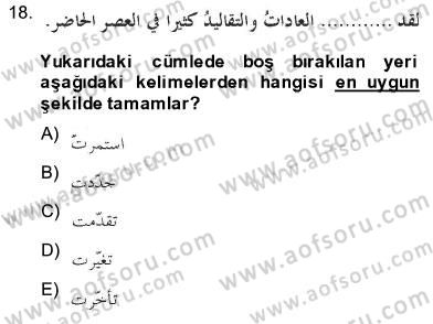 Arapça 3 Dersi 2013 - 2014 Yılı (Final) Dönem Sonu Sınav Soruları 18. Soru