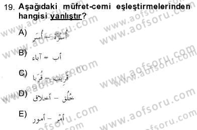 Arapça 3 Dersi 2013 - 2014 Yılı (Final) Dönem Sonu Sınav Soruları 19. Soru