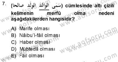 Arapça 3 Dersi 2013 - 2014 Yılı (Final) Dönem Sonu Sınav Soruları 7. Soru