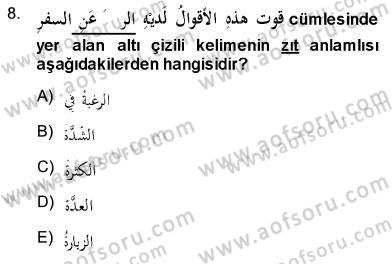 Arapça 3 Dersi 2013 - 2014 Yılı (Final) Dönem Sonu Sınav Soruları 8. Soru