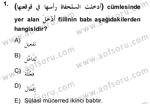 Arapça 3 Dersi 2014 - 2015 Yılı (Final) Dönem Sonu Sınav Soruları 1. Soru