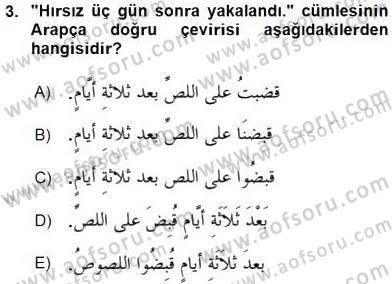 Arapça 3 Dersi 2015 - 2016 Yılı Tek Ders Sınav Soruları 3. Soru
