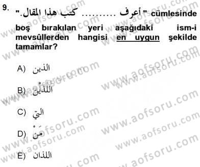 Arapça 3 Dersi 2015 - 2016 Yılı Tek Ders Sınavı 9. Soru