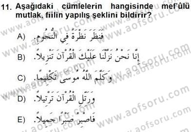 Arapça 3 Dersi 2016 - 2017 Yılı (Final) Dönem Sonu Sınav Soruları 11. Soru