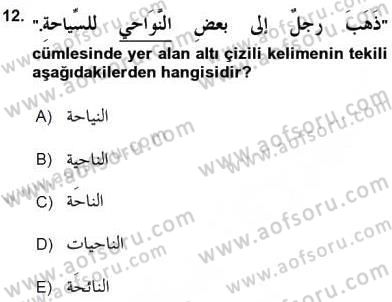 Arapça 3 Dersi 2016 - 2017 Yılı (Final) Dönem Sonu Sınav Soruları 12. Soru
