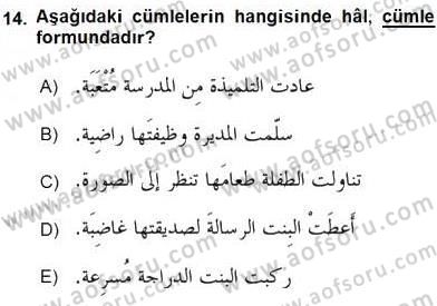 Arapça 3 Dersi 2016 - 2017 Yılı (Final) Dönem Sonu Sınav Soruları 14. Soru