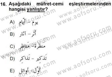Arapça 3 Dersi 2016 - 2017 Yılı (Final) Dönem Sonu Sınav Soruları 16. Soru