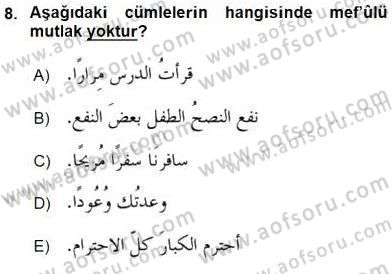 Arapça 3 Dersi 2016 - 2017 Yılı (Final) Dönem Sonu Sınav Soruları 8. Soru
