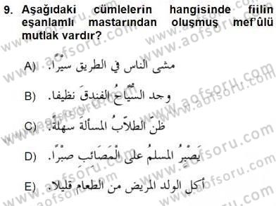 Arapça 3 Dersi 2016 - 2017 Yılı (Final) Dönem Sonu Sınav Soruları 9. Soru