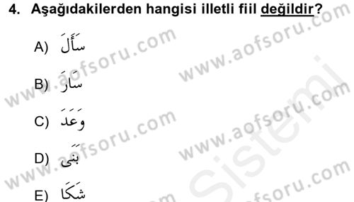 Arapça 3 Dersi 2017 - 2018 Yılı (Final) Dönem Sonu Sınav Soruları 4. Soru
