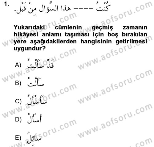 Arapça 3 Dersi 2018 - 2019 Yılı 3 Ders Sınav Soruları 1. Soru