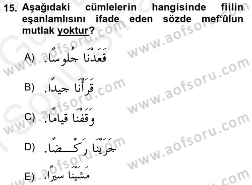 Arapça 3 Dersi 2018 - 2019 Yılı (Final) Dönem Sonu Sınav Soruları 15. Soru