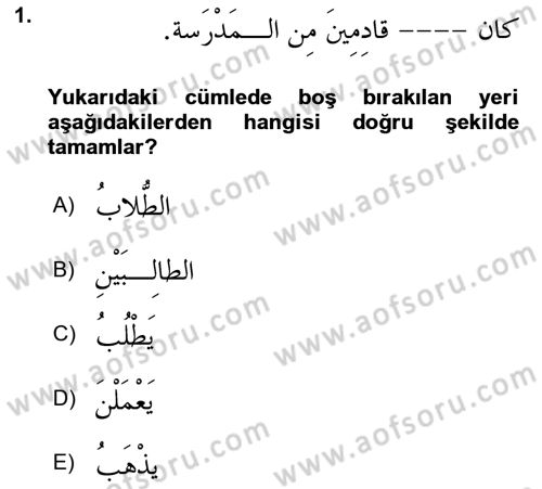 Arapça 3 Dersi 2019 - 2020 Yılı (Final) Dönem Sonu Sınav Soruları 1. Soru