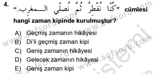 Arapça 3 Dersi 2022 - 2023 Yılı (Vize) Ara Sınav Soruları 4. Soru