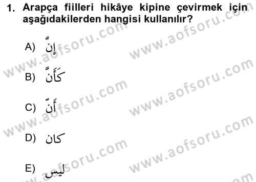 Arapça 3 Dersi 2022 - 2023 Yılı (Final) Dönem Sonu Sınav Soruları 1. Soru