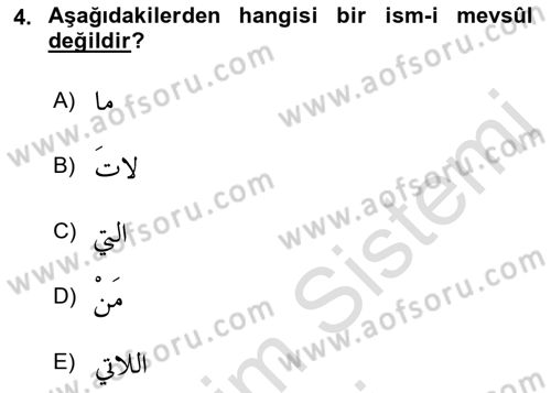 Arapça 3 Dersi 2022 - 2023 Yılı (Final) Dönem Sonu Sınav Soruları 4. Soru