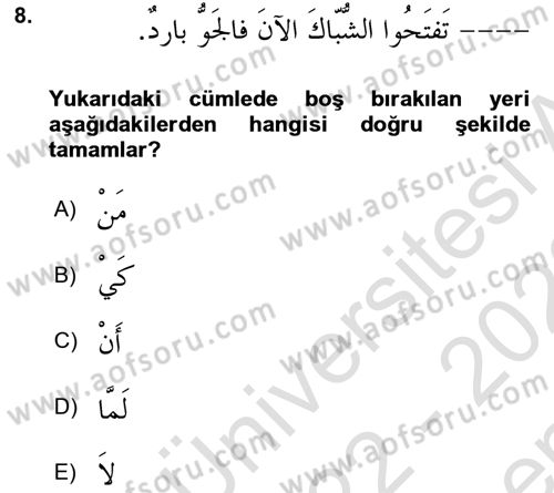 Arapça 3 Dersi 2022 - 2023 Yılı (Final) Dönem Sonu Sınav Soruları 8. Soru