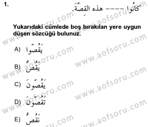 Arapça 3 Dersi 2022 - 2023 Yılı Yaz Okulu Sınav Soruları 1. Soru