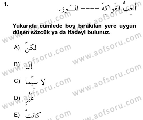 Arapça 3 Dersi 2023 - 2024 Yılı (Vize) Ara Sınav Soruları 1. Soru