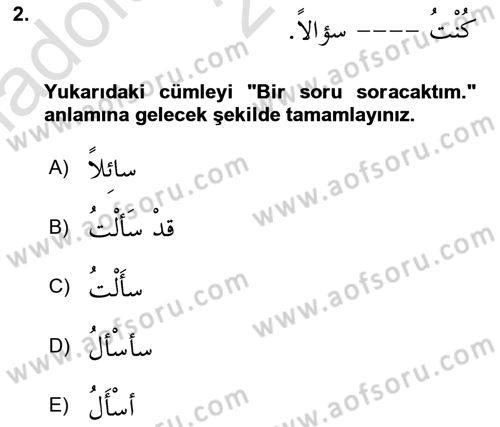 Arapça 3 Dersi 2023 - 2024 Yılı (Vize) Ara Sınav Soruları 2. Soru