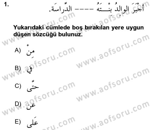 Arapça 3 Dersi 2023 - 2024 Yılı Yaz Okulu Sınav Soruları 1. Soru